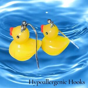 Yellow Duck Earrings with Hypoallergenic Hooks